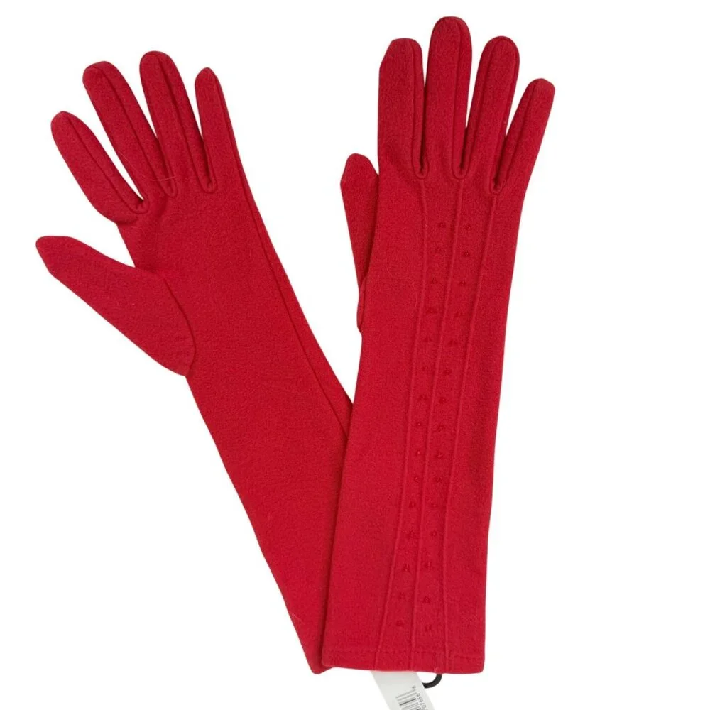 New Jeanne Simmons Womens Red Long Gloves Christmas Polyester Spandex One Size